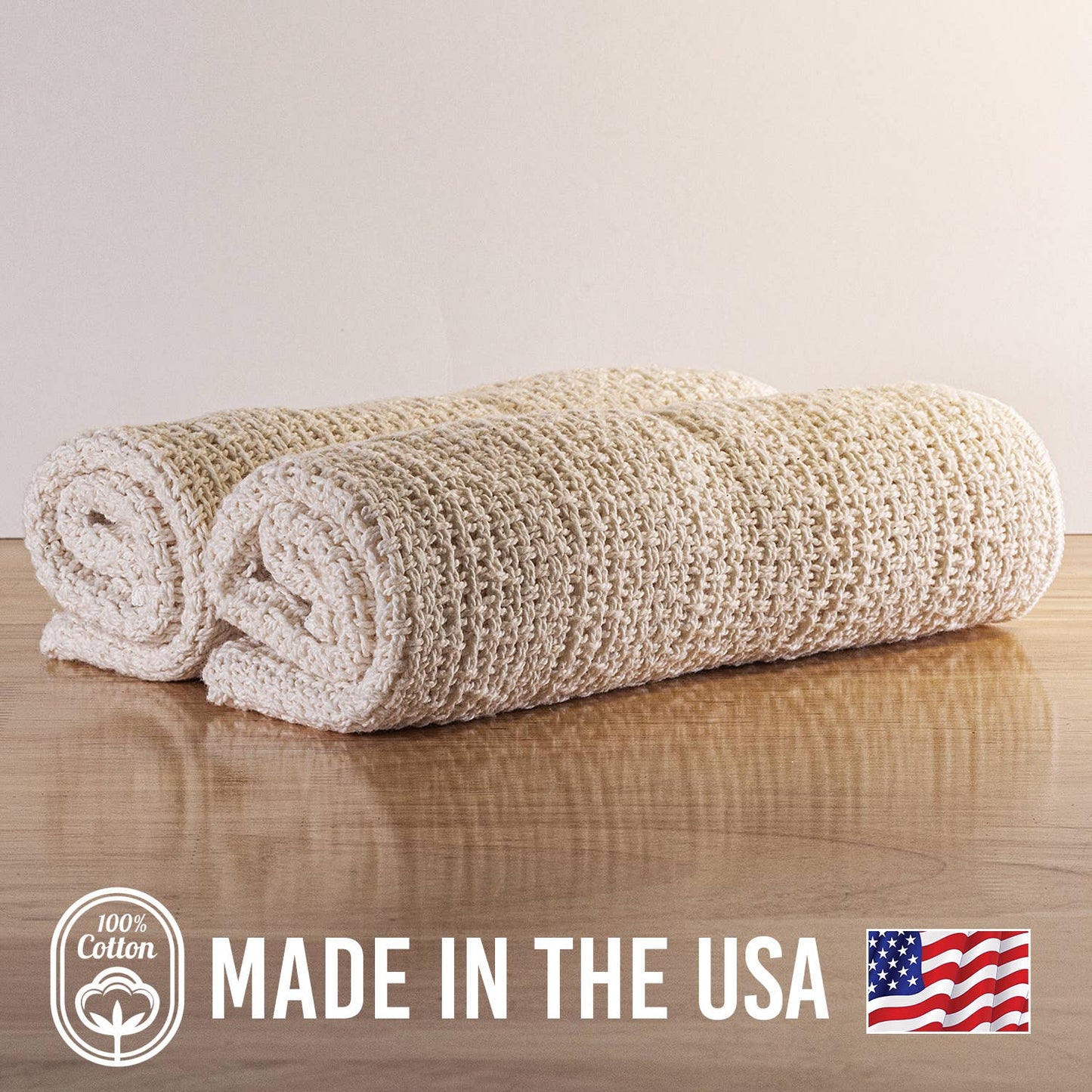 Country Cottons Kitchen Towels 2-Pack — 100% Cotton, Made in North Carolina, 24 x 15 in