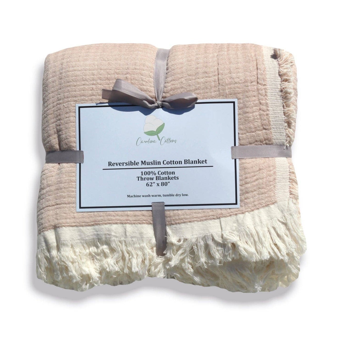 Country Cottons 100% Cotton Reversible Muslin Throw Blanket — 62 x 80 in, 4-Layer