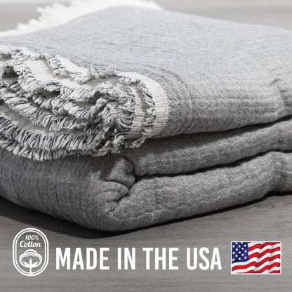 Country Cottons 100% Cotton Reversible Muslin Coverlet — 80 x 102 in, 4-Layer