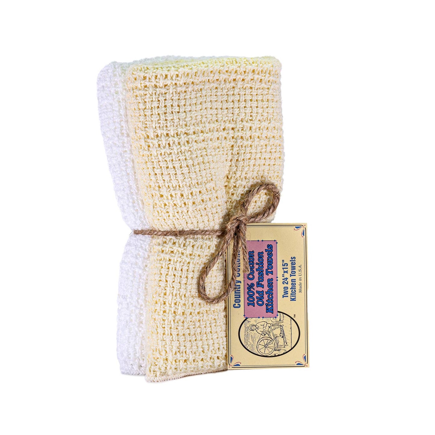 Country Cottons Kitchen Towels 2-Pack — 100% Cotton, Made in North Carolina, 24 x 15 in