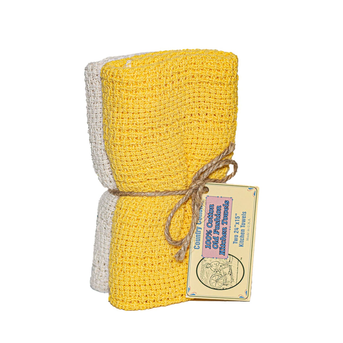 Country Cottons Kitchen Towels 2-Pack — 100% Cotton, Made in North Carolina, 24 x 15 in