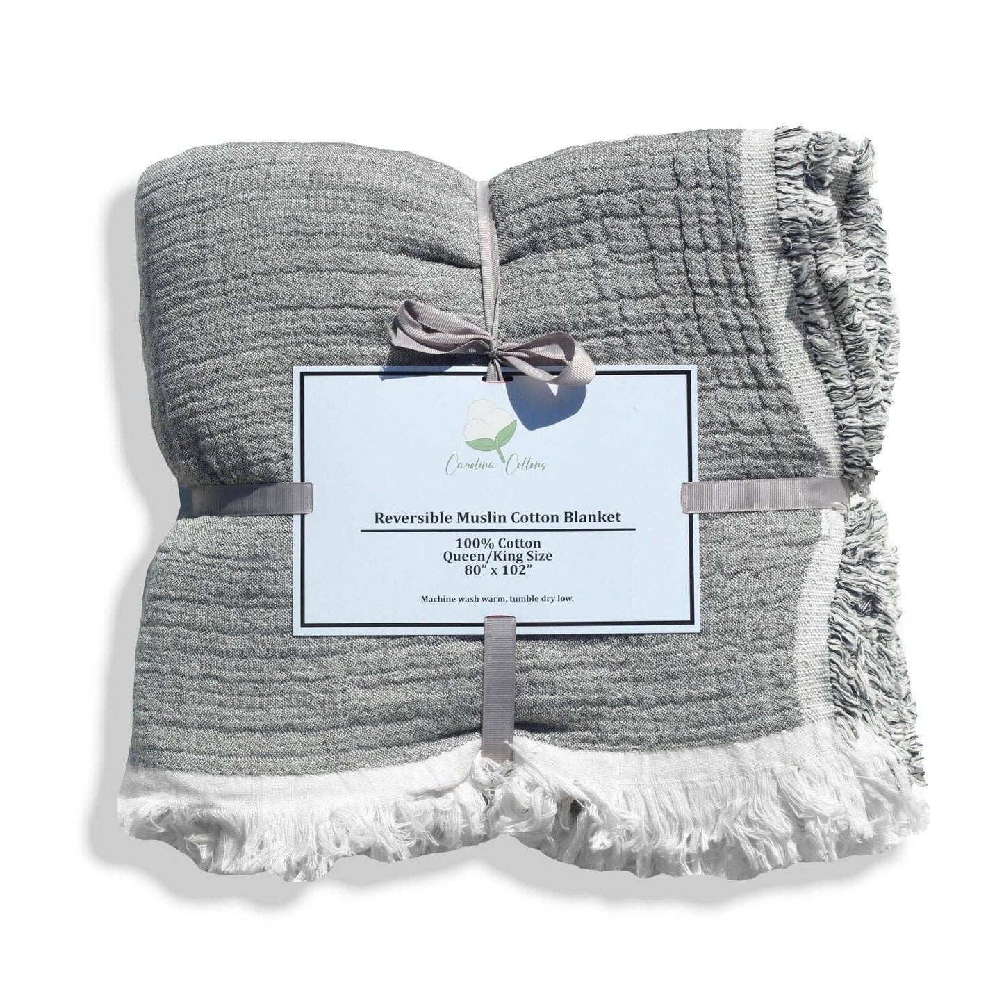 Country Cottons 100% Cotton Reversible Muslin Coverlet — 80 x 102 in, 4-Layer