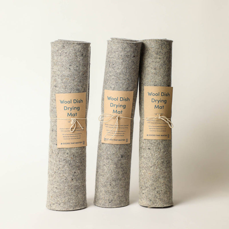 Wool Dish Drying Mat — Handmade in New Orleans, 100% Natural Wool Felt, Eco-Friendly