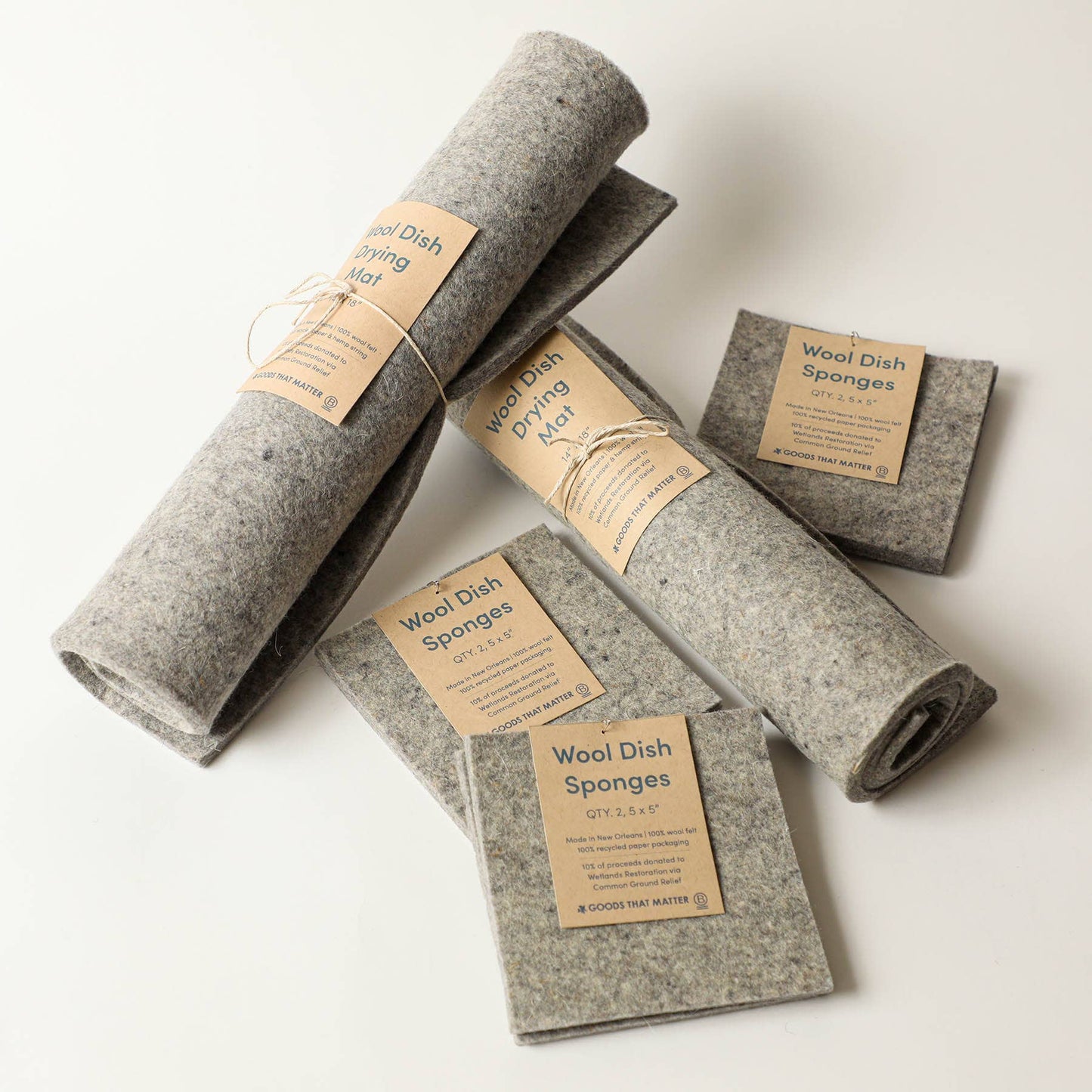 Wool Dish Drying Mat — Handmade in New Orleans, 100% Natural Wool Felt, Eco-Friendly