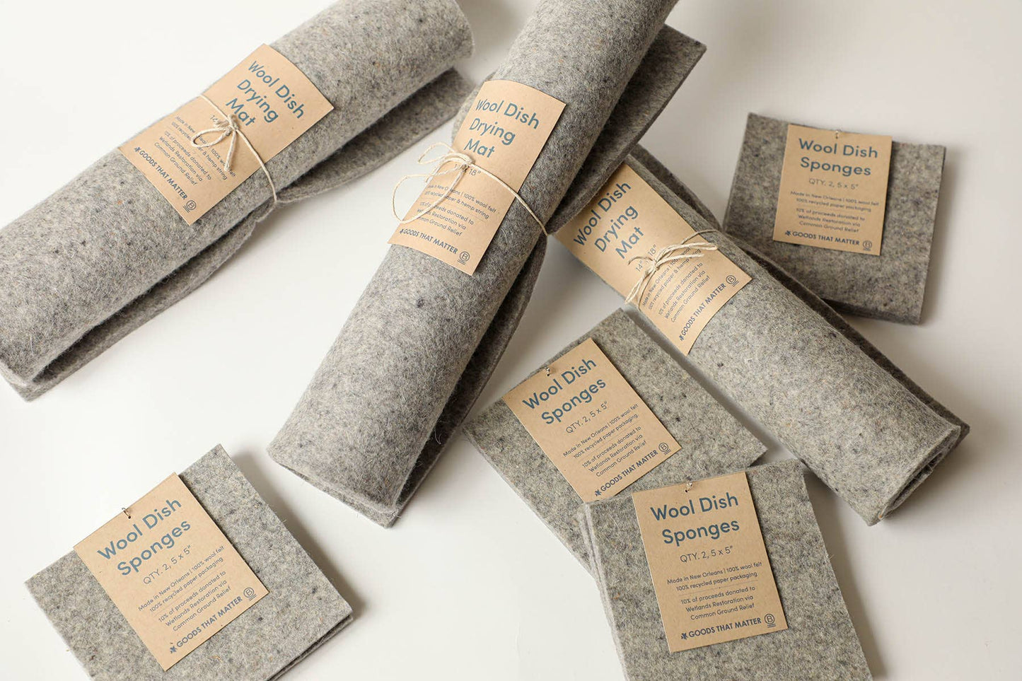 Wool Dish Drying Mat — Handmade in New Orleans, 100% Natural Wool Felt, Eco-Friendly