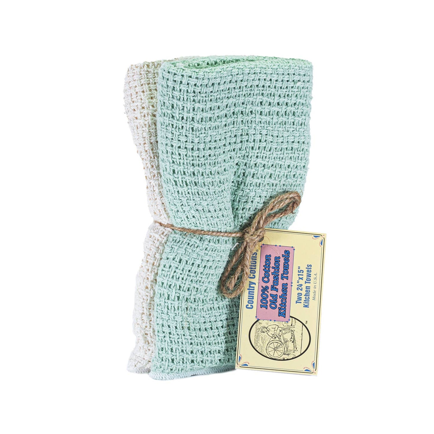 Country Cottons Kitchen Towels 2-Pack — 100% Cotton, Made in North Carolina, 24 x 15 in