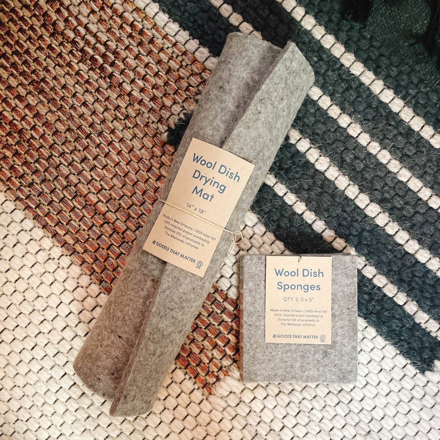 Wool Dish Drying Mat — Handmade in New Orleans, 100% Natural Wool Felt, Eco-Friendly