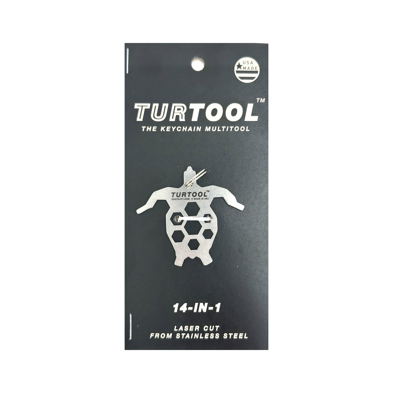 Zootility Turtool 14-in-1 Keychain Multi-Tool — Hex Wrenches, Screwdriver, Bottle Opener